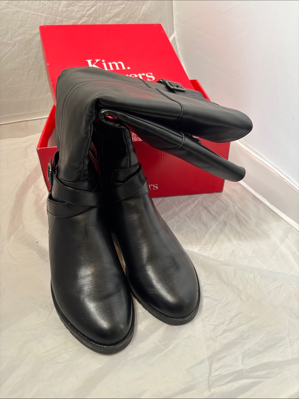 Kim Rogers Black Leather Ankle Heeled Boots